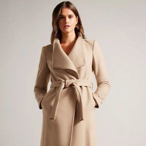 Ted Baker Wool Wrap Coat in Camel